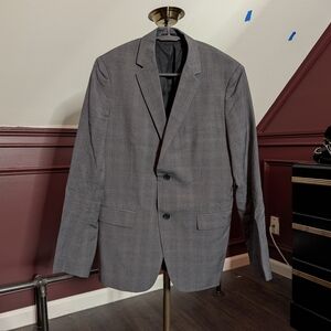 Theory Pure Wool Gray Plaid Two-button Tailored Jacket 40R